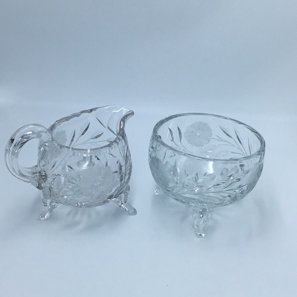 Large Cut Crystal Sugar & Creamer - Picture 2 of 5